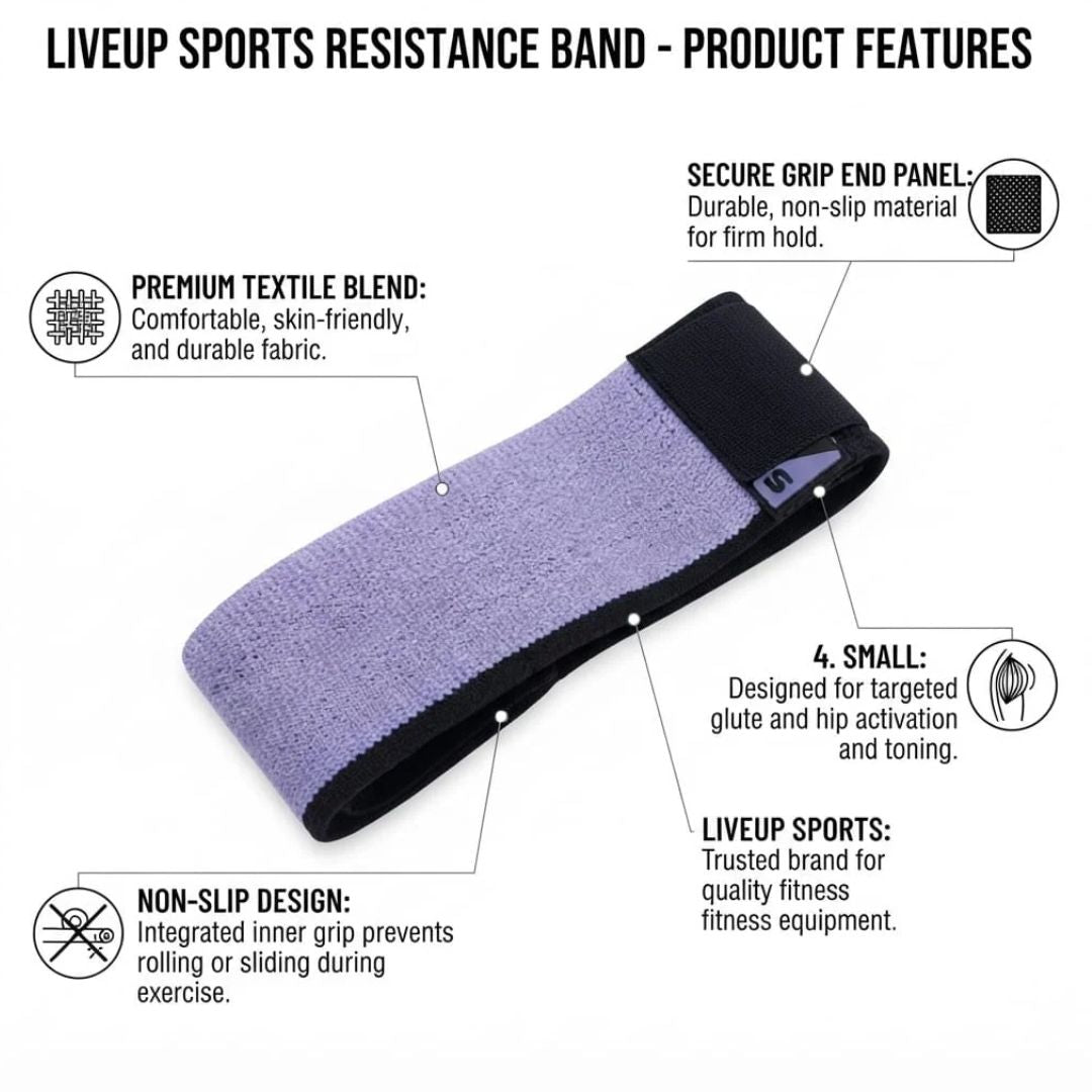 LiveUp Sports Small Resistance Hip Band – Non-Slip Fabric Loop Band