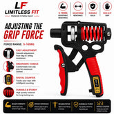 Limitless hand gripper 5kg to 165kg with counter - Red Rubber Handle - (P7)