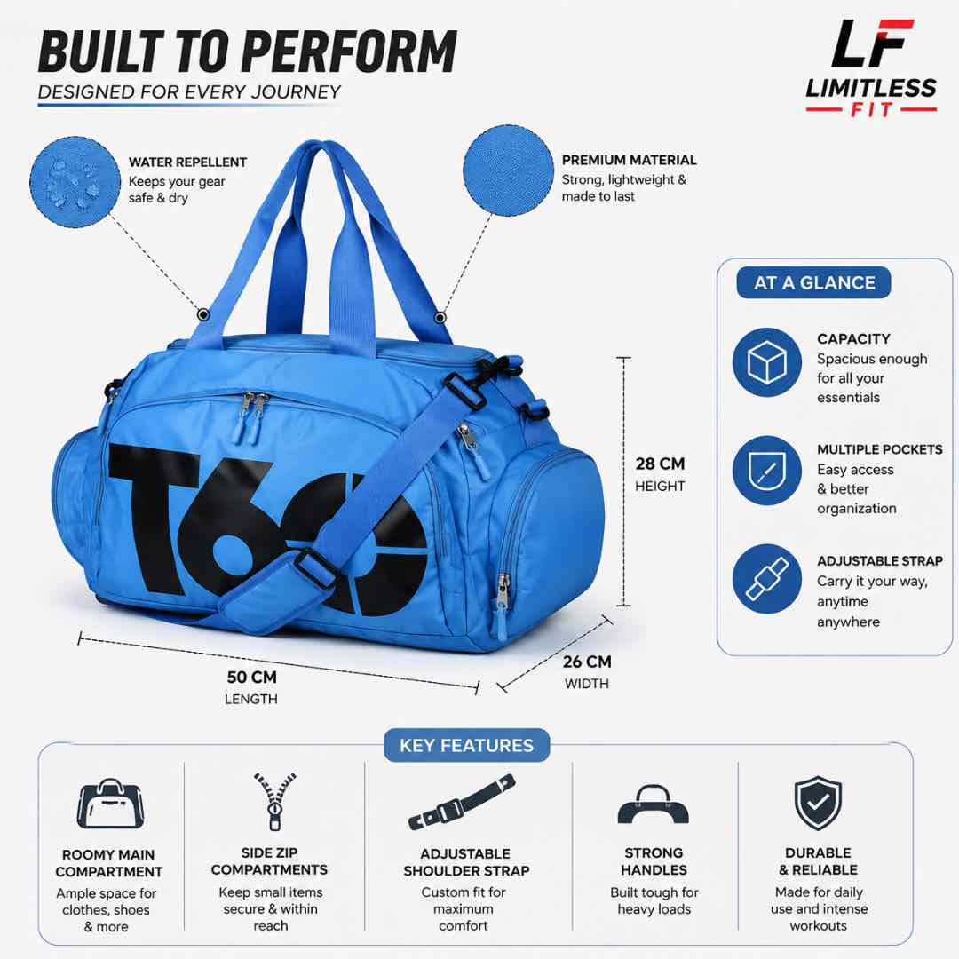 Fashion T60 Backpack 2 in 1 with Shoe Compartment / Blue