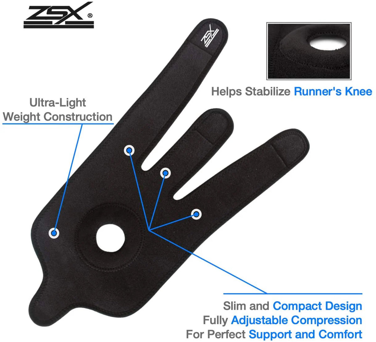 Knee Brace Sleeve Open Patella 2 Straps-(YC)