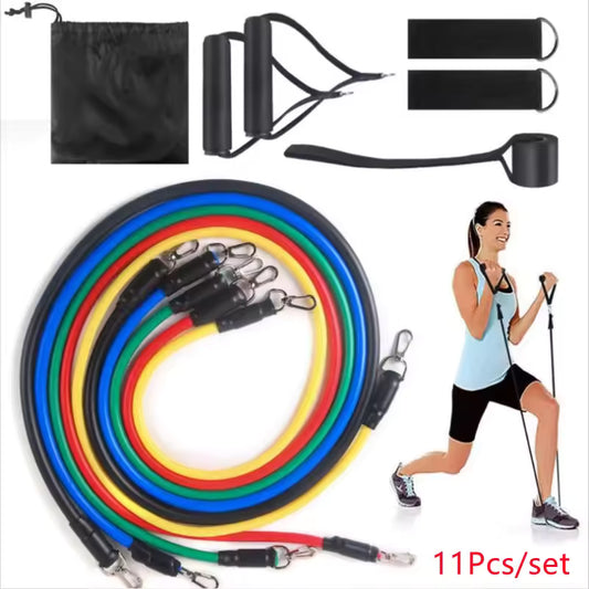 11 Piece Exercise Resistance Bands and 5pcs Loop Band (Pack of 2)