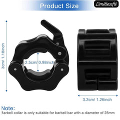 2 PCS Barbell Clamps Collars Olympic Bar Clips 1-Inch Barbell Locks