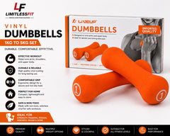 Liveup Dumbbell Bone Shape Neoprene 1 kg (Pair)- Orange