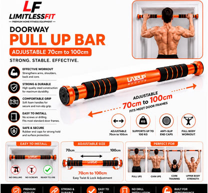 Import Quality LIVEUP Door Pull Up Bar & Chin Bar For Full Body Fitness! Size 70cm to 100cm