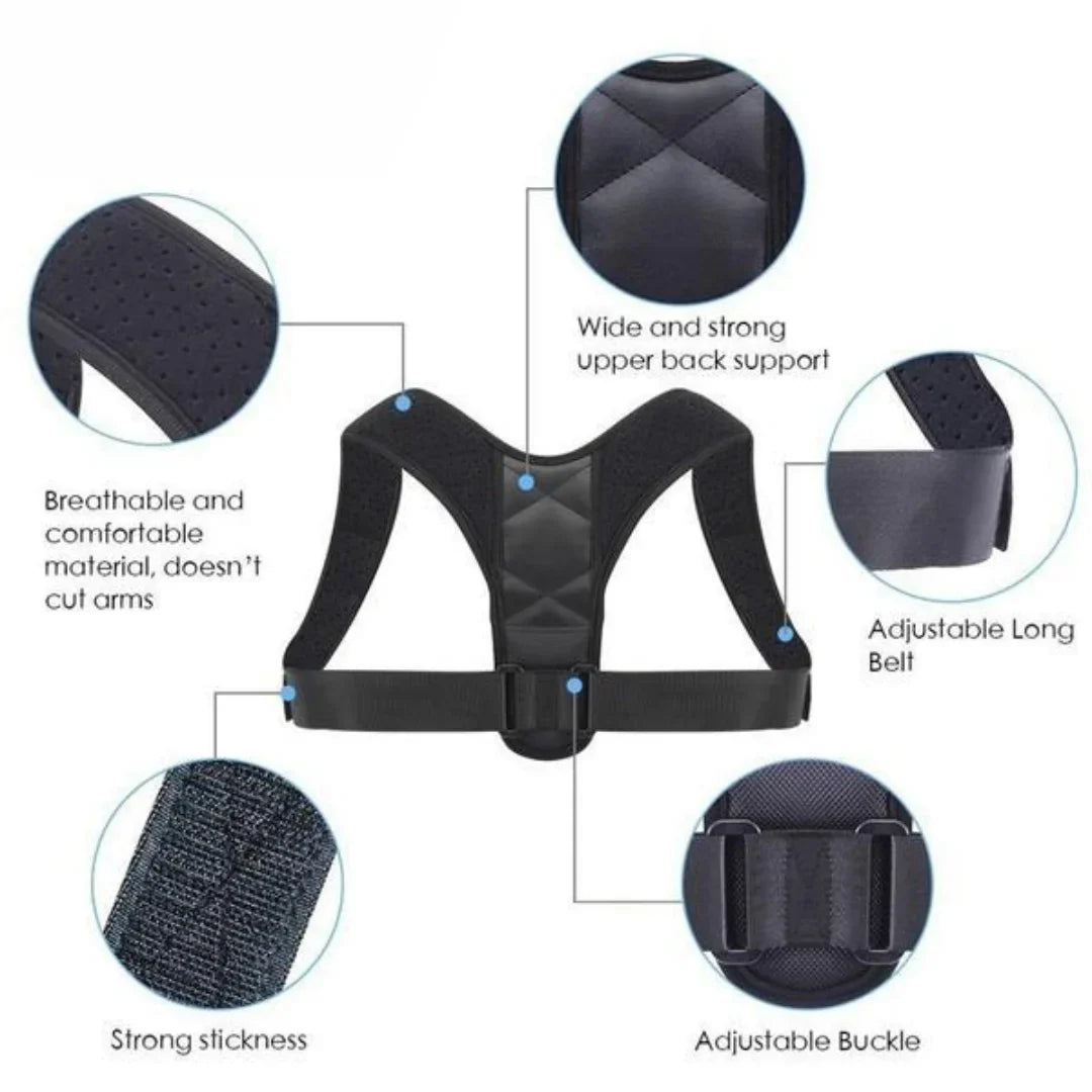 Adjustable Posture Corrector Belt for Men and Women – Comfortable Upper Back Brace, Back Straightener,