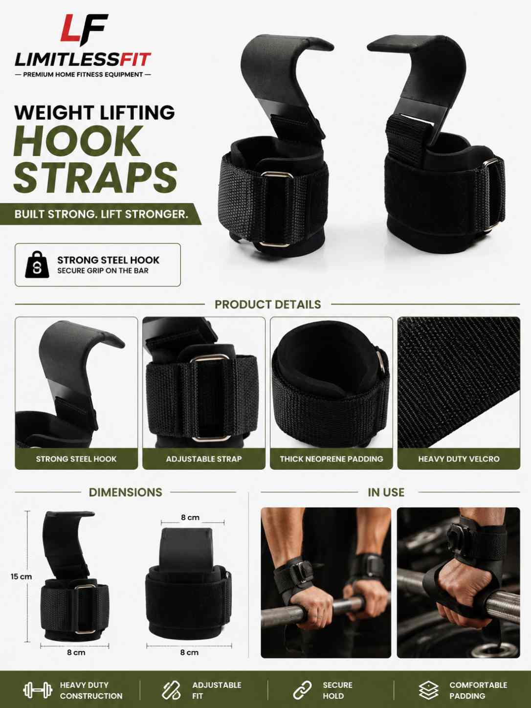 Import quality Limitless Fit Weight Lifting Hook Straps (Pair)
