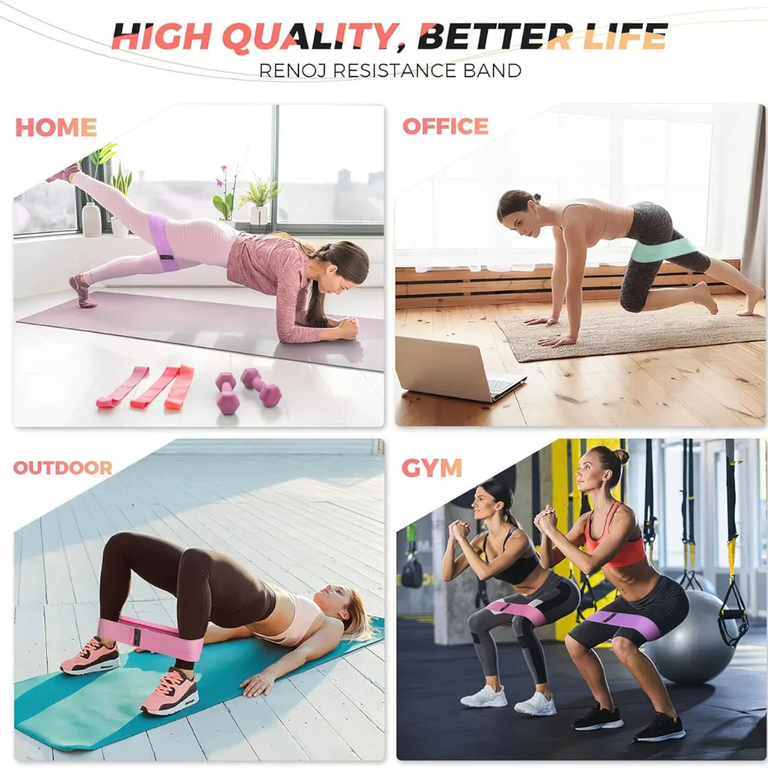 Fabric Fitness Resistance Band Set – Waist & Hip Training (Pack of 3)