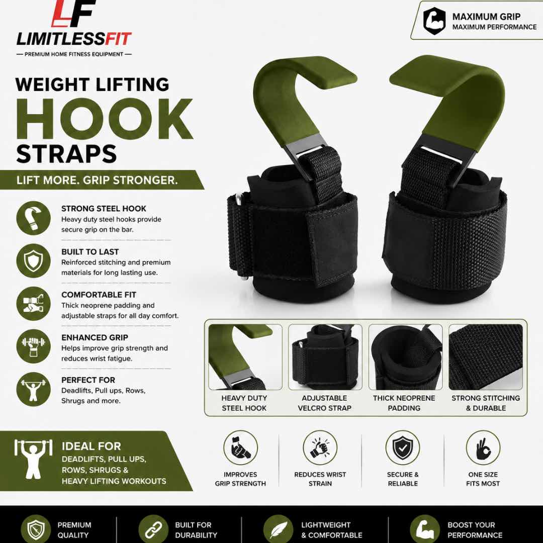 Import quality Limitless Fit Weight Lifting Hook Straps (Pair)