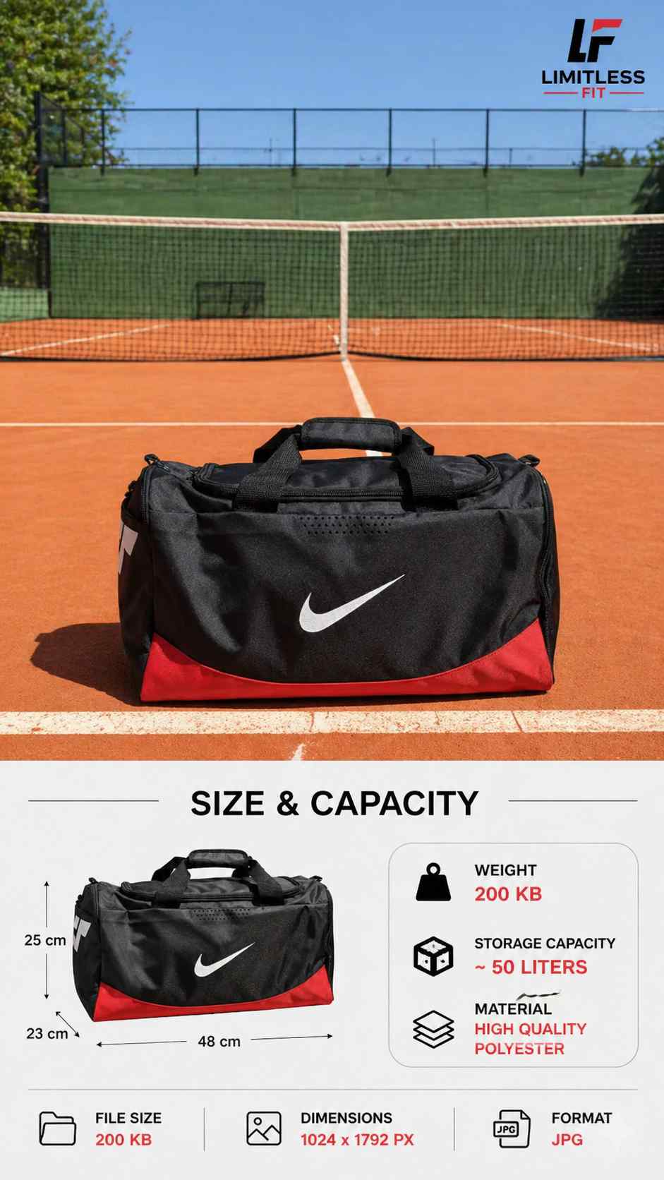 Nikee Style Sports Duffel Gym Bag  (F1)