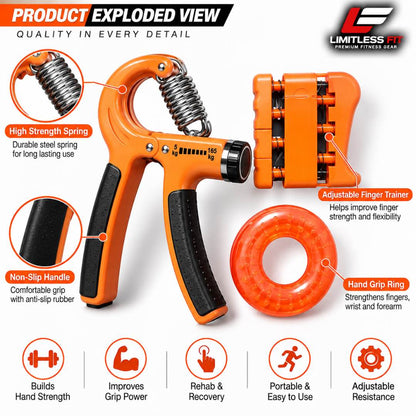 Adjustable Hand Gripper – 3 Pcs Set