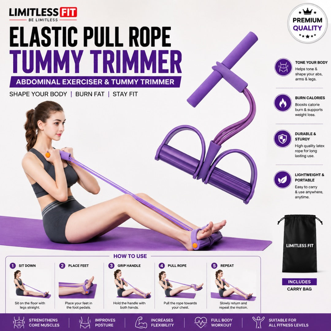 Elastic Pull Rope Tummy Trimmer Abdominal Exerciser Resistance Band