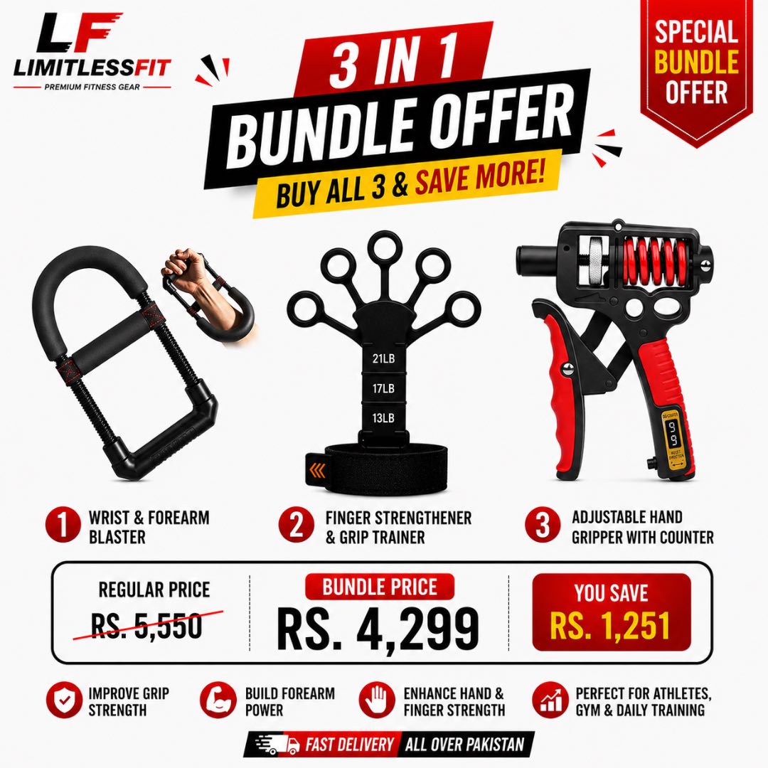 Bundle of 3 [Hand gripper p7]+ [Finger gripper] + [ Wrist Trainer ]