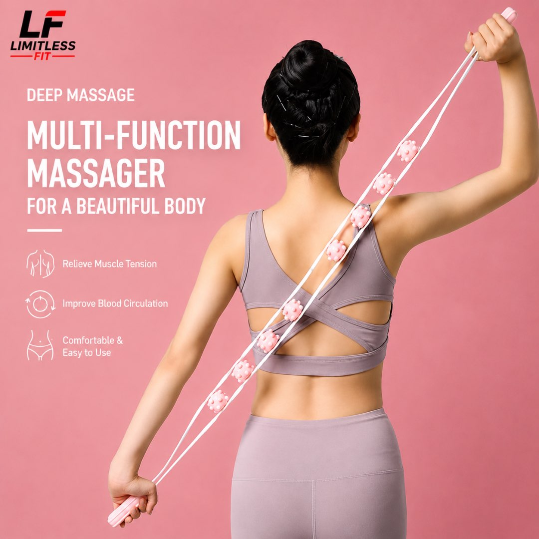 TheraRoll Deep Tissue Massager -  360° Body Massage Belt -6 Roller Deep Massager