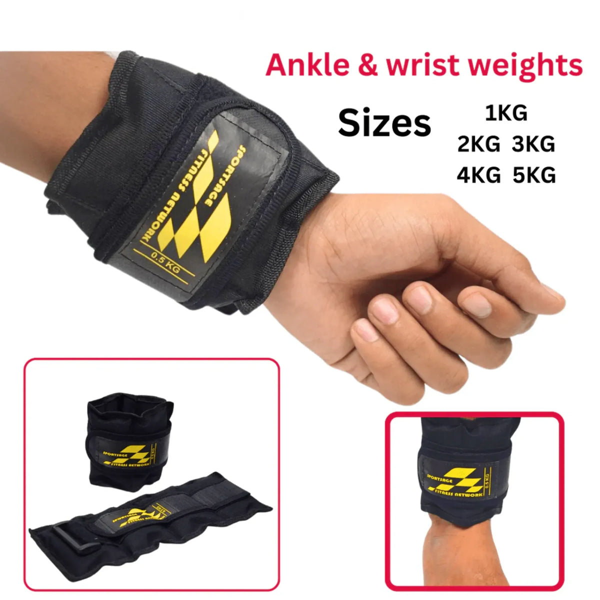 Ankle & Wrist Weights 1KG to 6KG - Black (Pack of 2 )