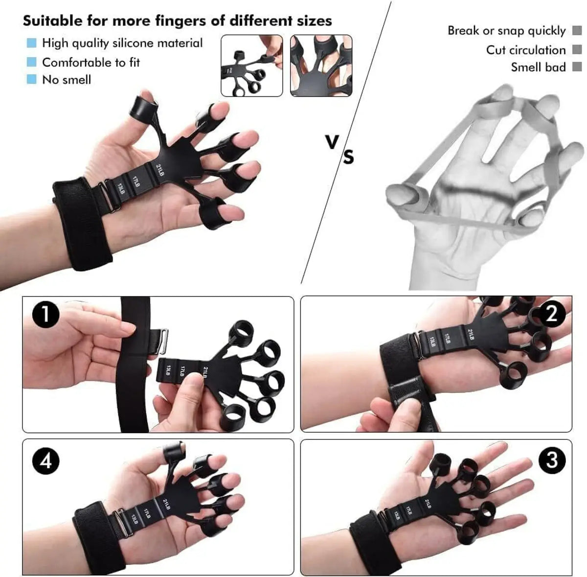 Bundle of 3 [Hand gripper p7]+ [Finger gripper] + [ Wrist Trainer ]
