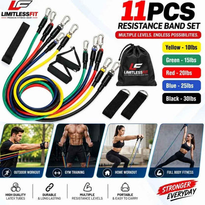 High Quality 11 Piece Exercise Crossfit Fitness Set Resistance Bands Training
