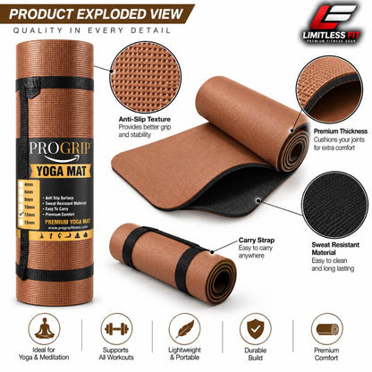 Pro Grip Non Slip Yoga Mat 12mm