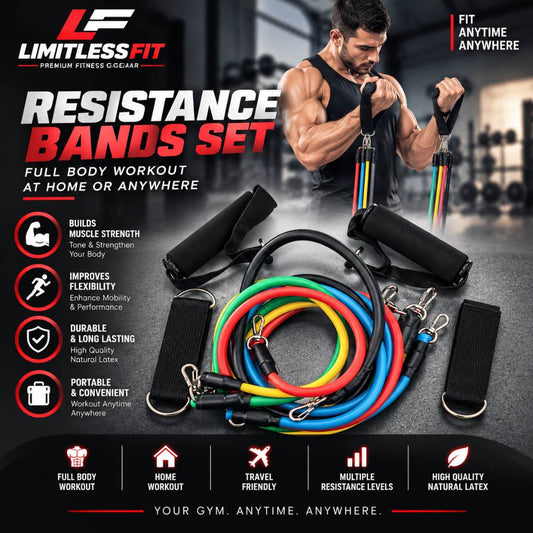 Limitless 11Pcs Resistance Bands Set – Full Body Workout Anywhere
