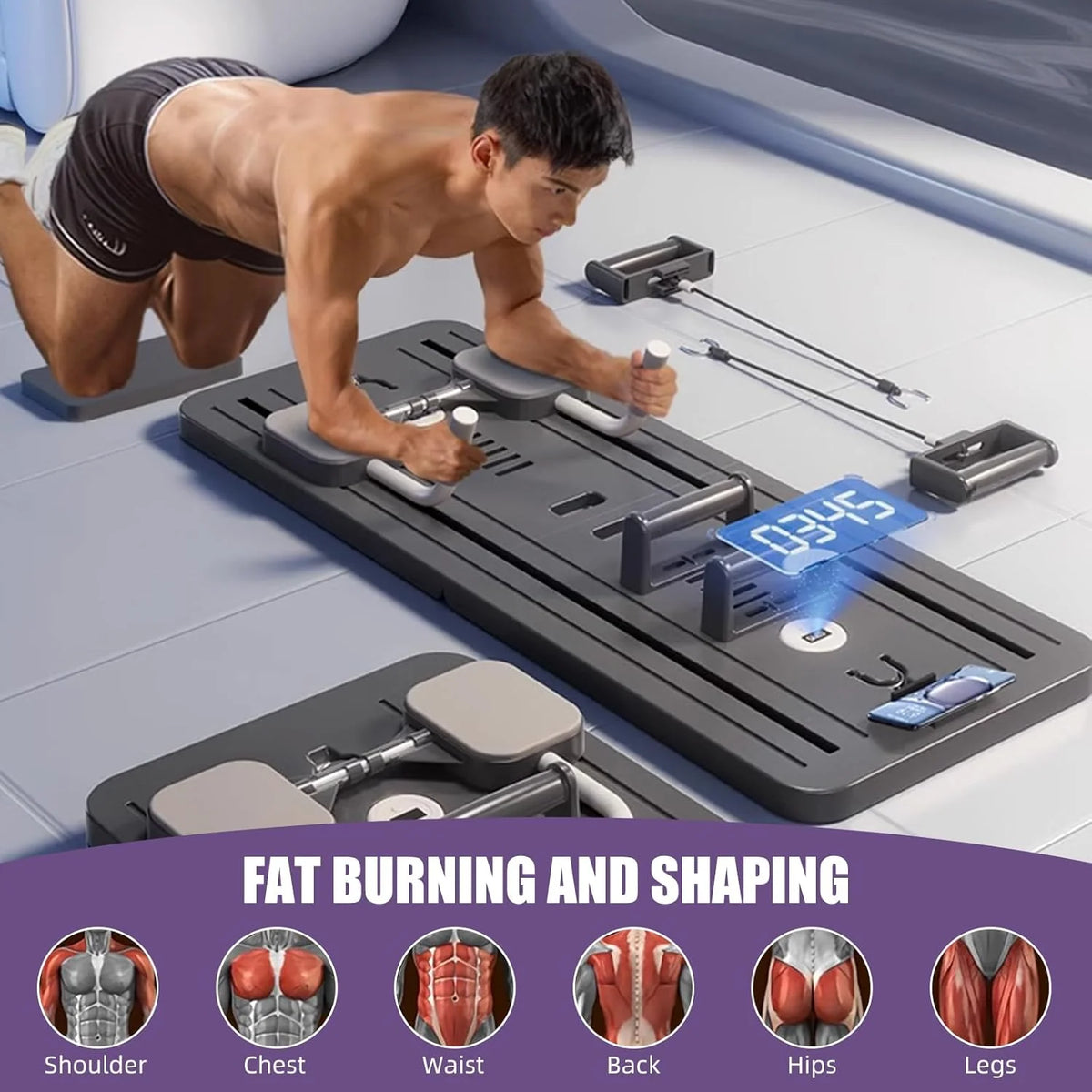 Multifunctional Pilates Board Abdominal Exercise Push up Board 8IN1 - Automatic Rebound Full-Body Workout Machine for Men & Women