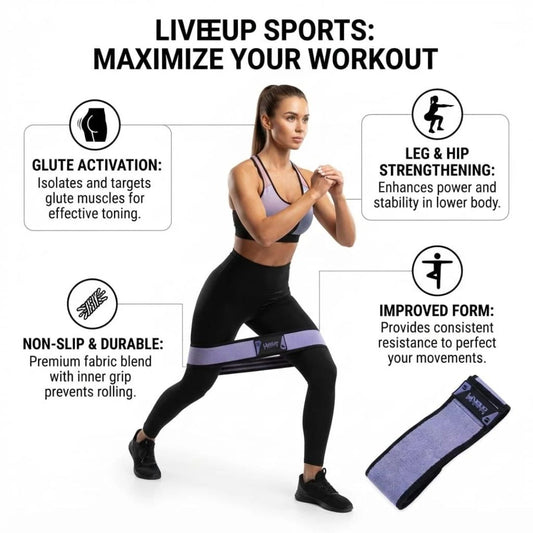 LiveUp Sports Small Resistance Hip Band – Non-Slip Fabric Loop Band