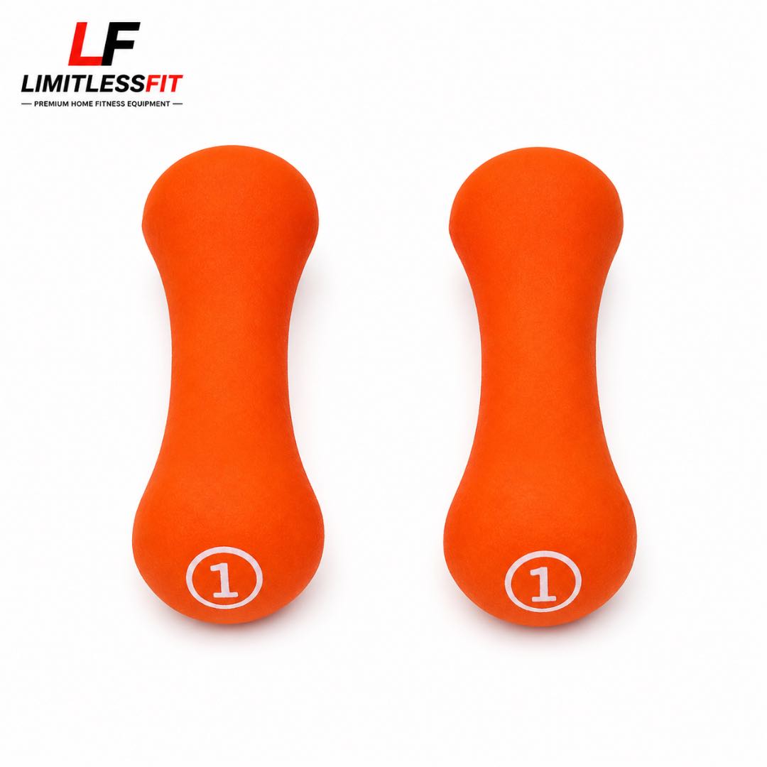 Liveup Dumbbell Bone Shape Neoprene 1 kg (Pair)- Orange
