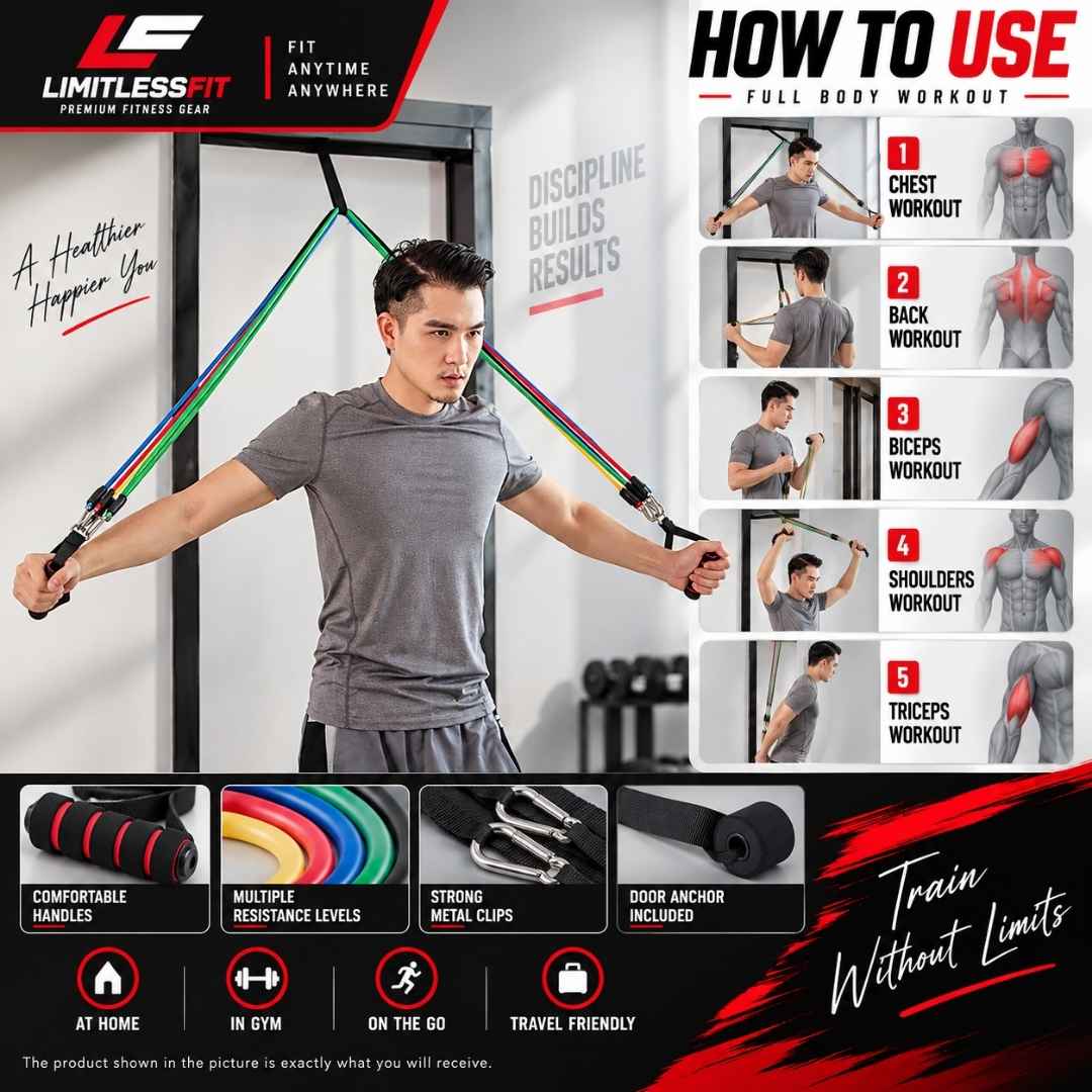 High Quality 11 Piece Exercise Crossfit Fitness Set Resistance Bands Training