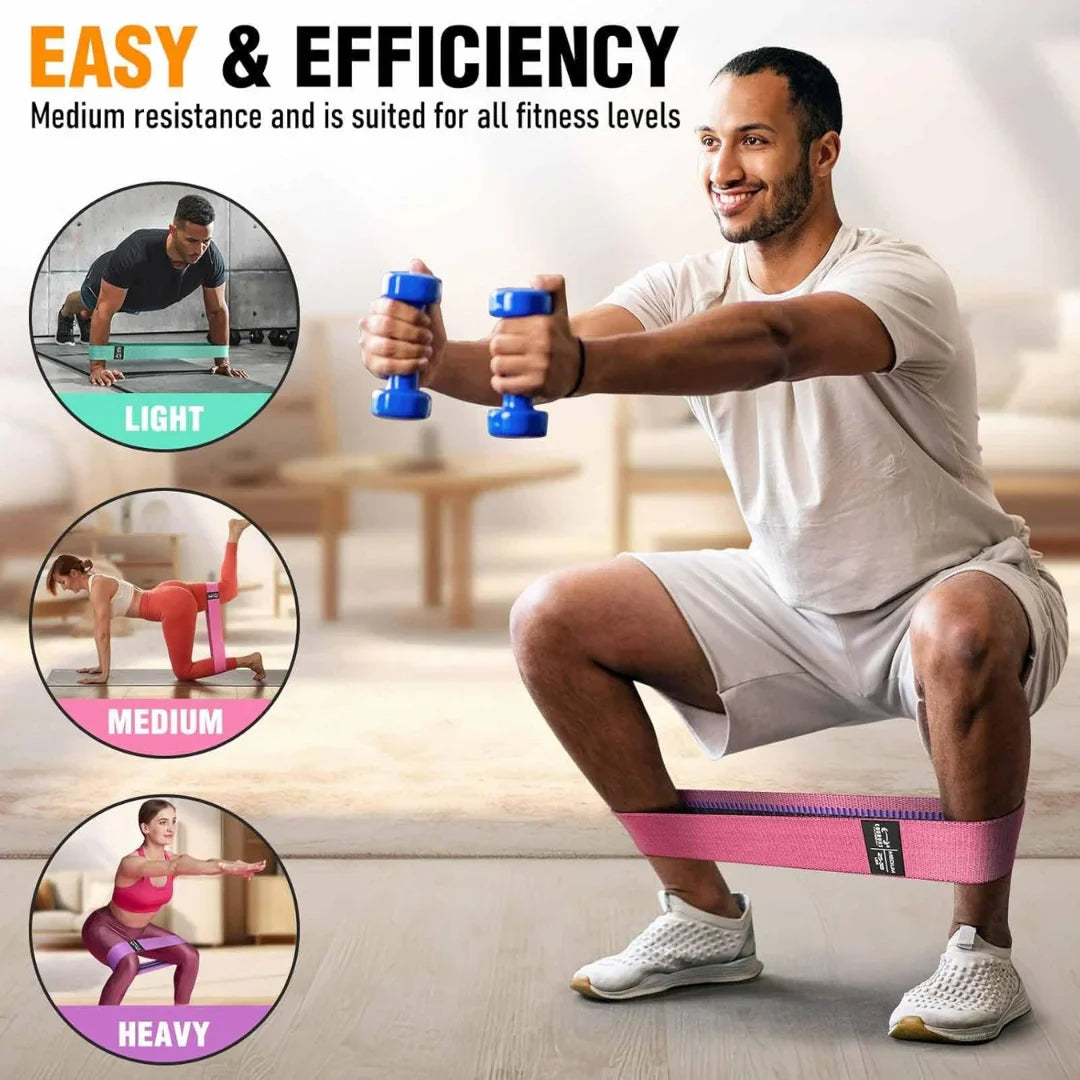 Fabric Fitness Resistance Band Set – Waist & Hip Training (Pack of 3)
