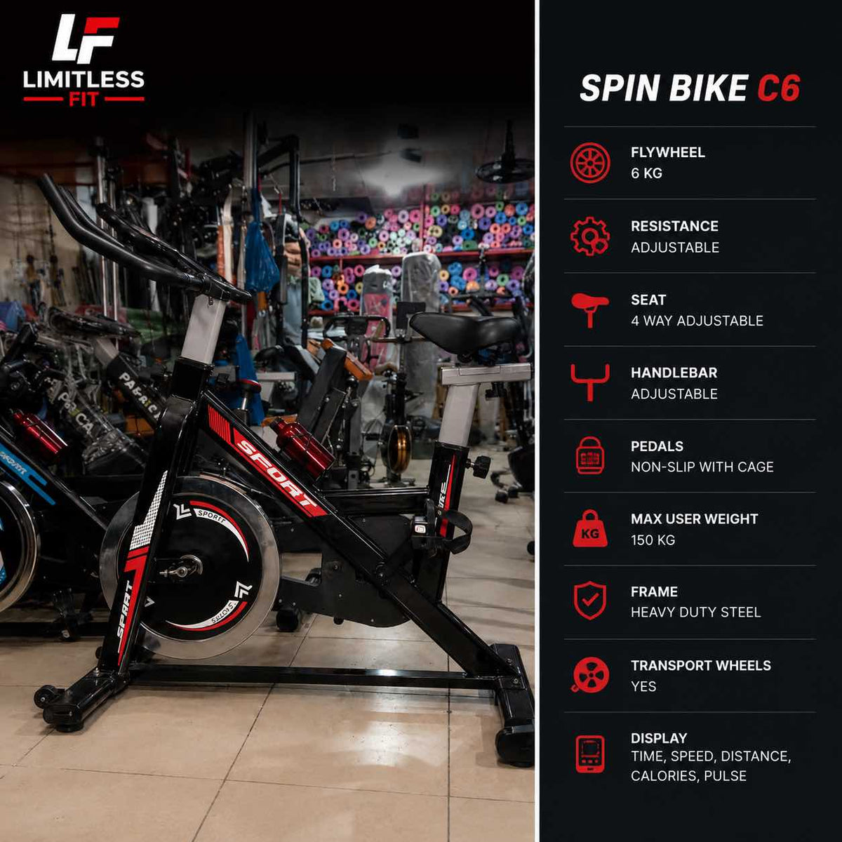 Sports Spin Magnetic Bike 150 KGS Model P1 (Yellow & Red)