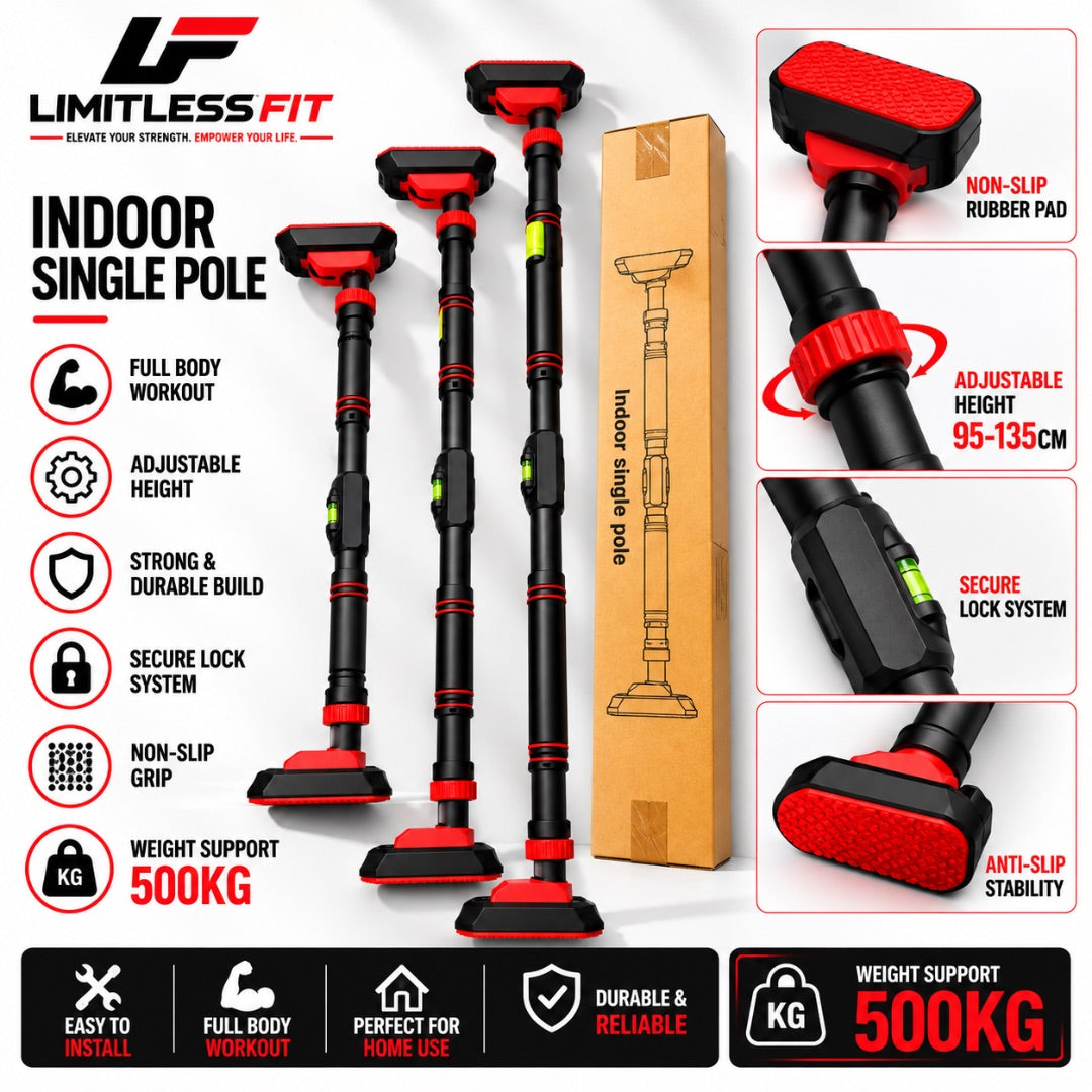 Adjustable Doorway Pull-Up Bar – Heavy-Duty 500KG Capacity | No-Screw Installation | Exclusive Premium Imported Model– Only at Limitless Fit