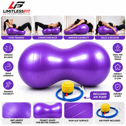 Peanut Exercise Ball with Foot Pump – Anti-Burst Stability Ball