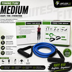 TONING TUBE HEAVY-DUTY | RESISTANCE PULL ROPE WITH FOAM D-HANDLES