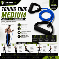 TONING TUBE HEAVY-DUTY | RESISTANCE PULL ROPE WITH FOAM D-HANDLES