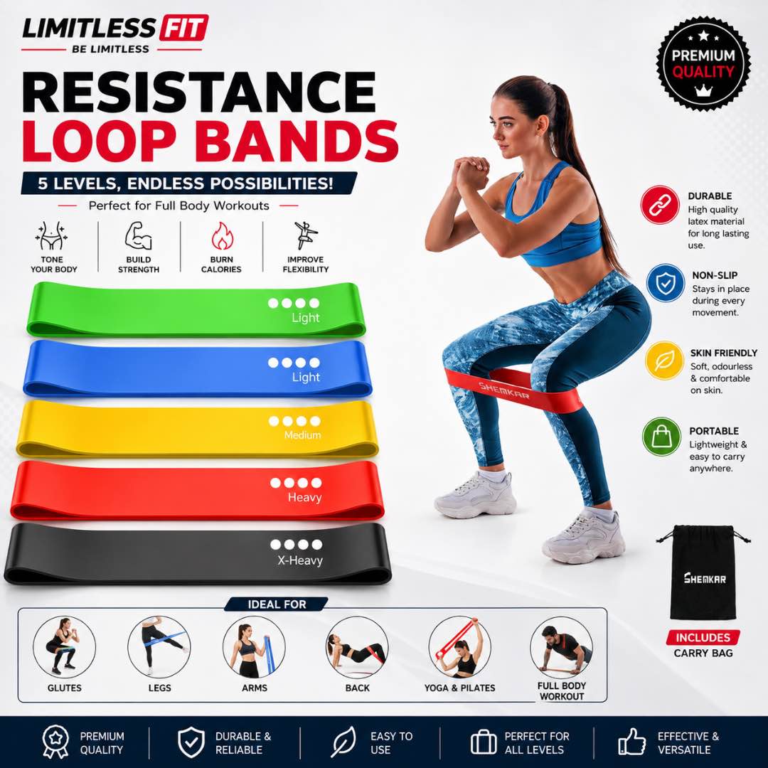 Loop band Yoga Resistance Rubber Bands - Pack of 5
