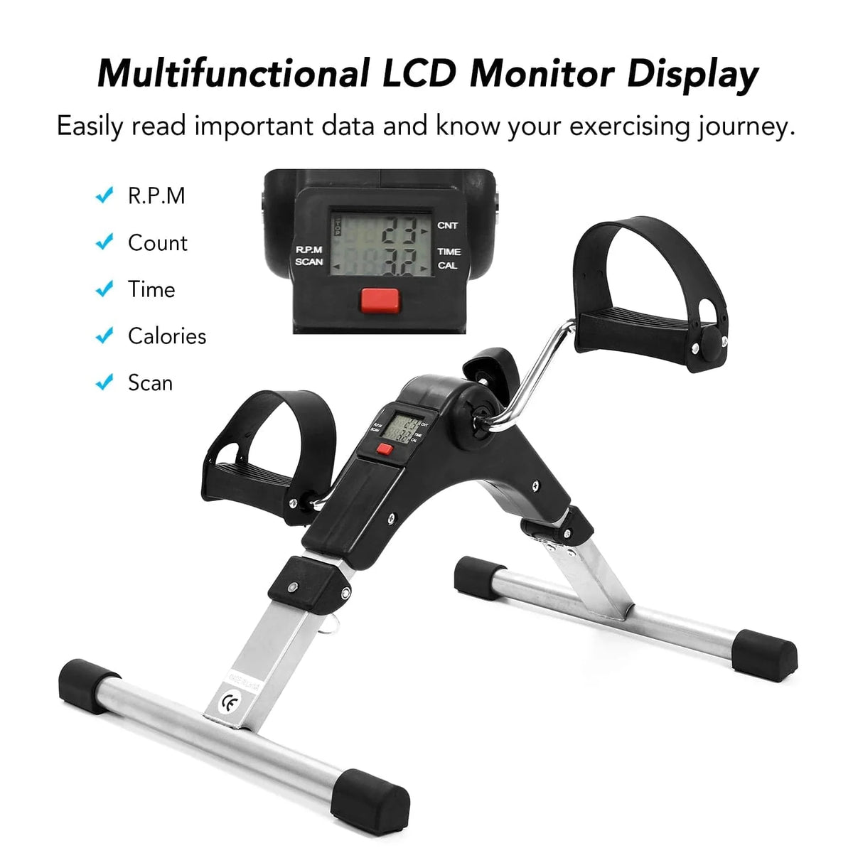 Foldable Mini Exercise Cycle with Meter – Portable Pedal Bike for Home & Office Cardio (P2)