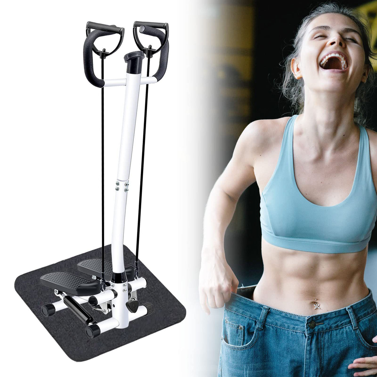 Twister Stepper with Handle and Bands, Fitness Stepper Machine for Full Body Workout
