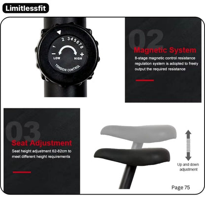 Philco Training Bike Magnetic Exercise Bike with 8 Levels Resistance