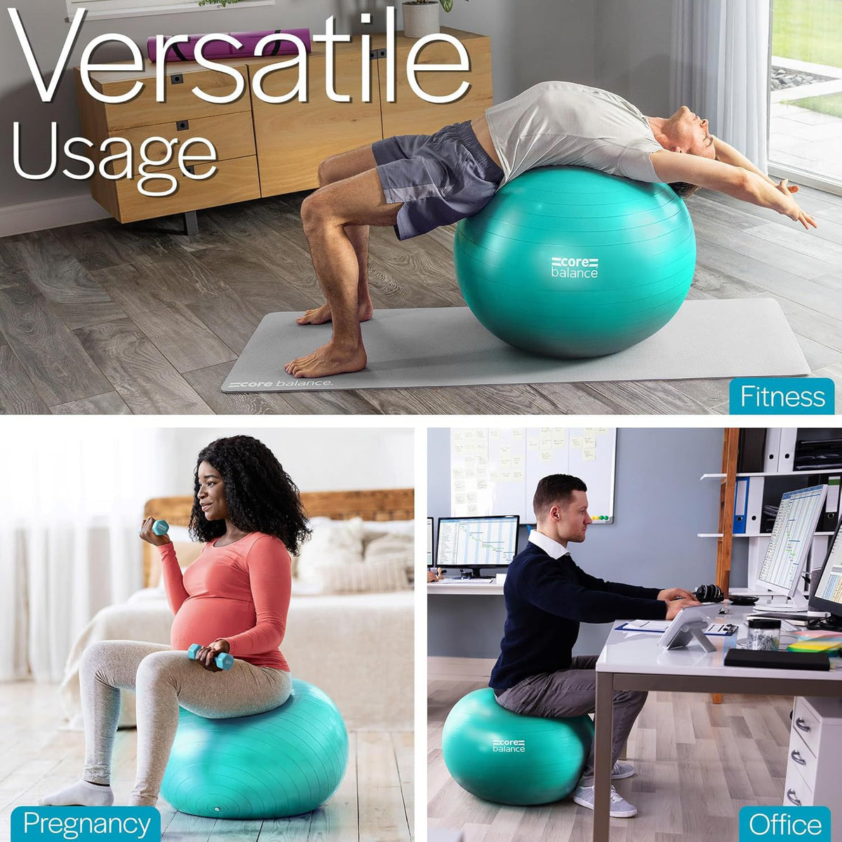Premium  Gym Ball 75cm to 100cm with Free Pump – Ultimate Core & Balance