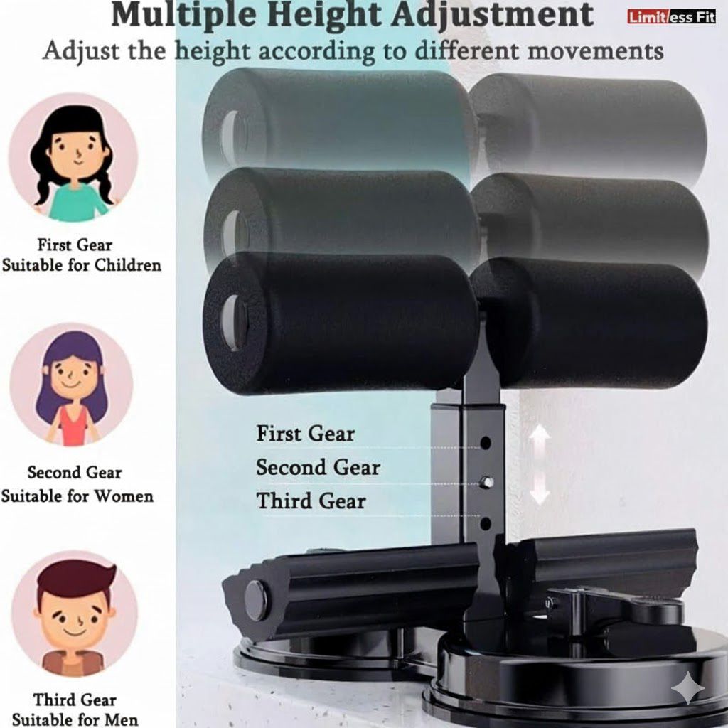 Imported quality 3 in 1 Sit Up Holder for Home Workouts – Adjustable Abs Exercise Equipment with Suction Cup Foot Holder (Iron build)