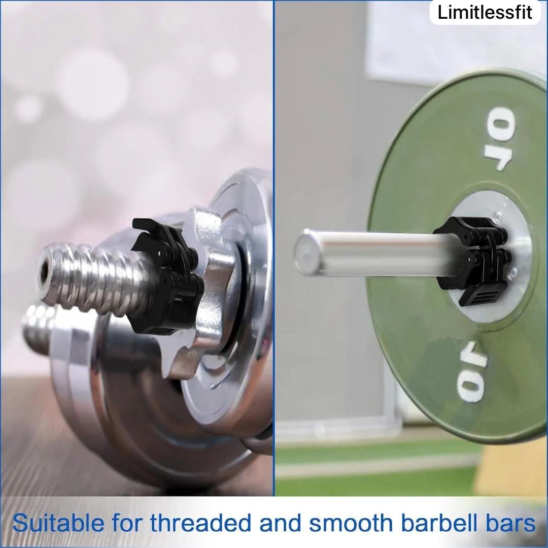 2 PCS Barbell Clamps Collars Olympic Bar Clips 1-Inch Barbell Locks