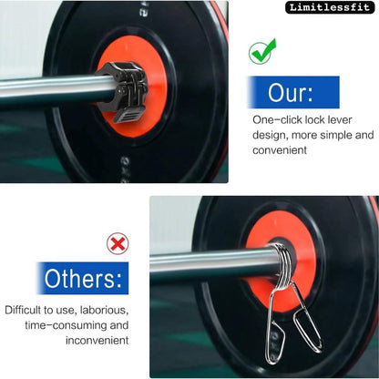 2 PCS Barbell Clamps Collars Olympic Bar Clips 1-Inch Barbell Locks