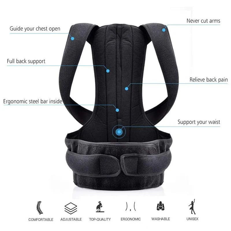 Adjustable Posture Back Belt – Spine Support & Back Straightener for Home Fitness