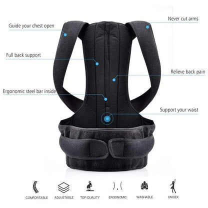 Adjustable Posture Back Belt – Spine Support & Back Straightener for Home Fitness