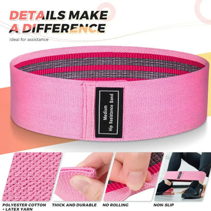 Fabric Fitness Resistance Band Set – Waist & Hip Training (Pack of 3)
