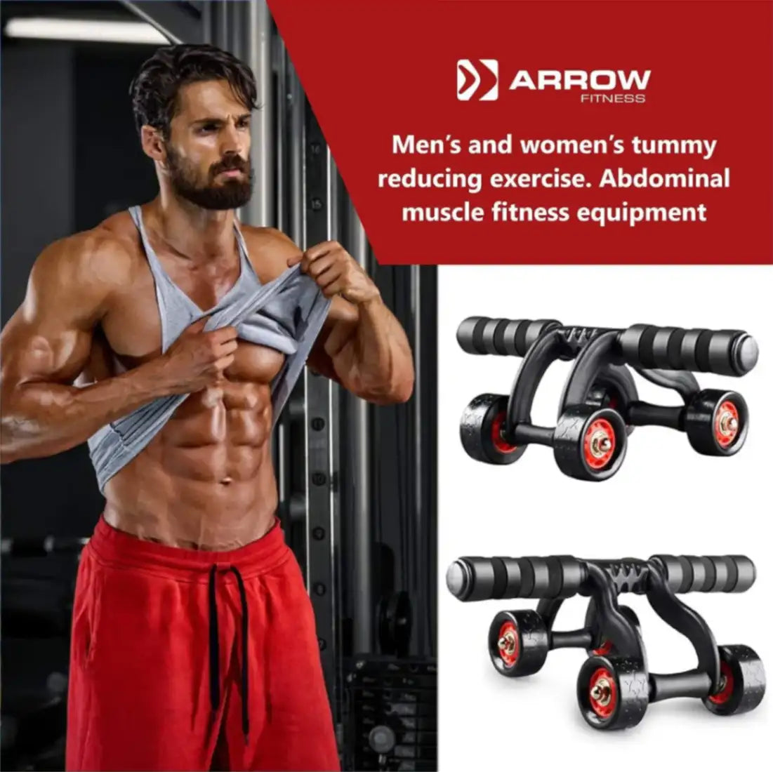 4-Wheel AB Roller – Abdominal Exercise Wheel for Core & Home Workouts