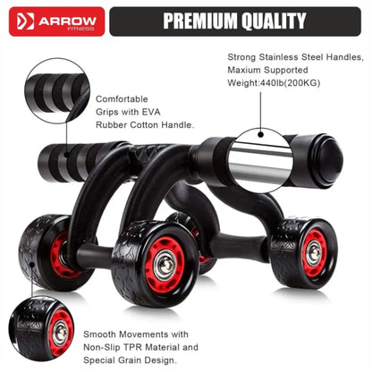 4-Wheel AB Roller – Abdominal Exercise Wheel for Core & Home Workouts
