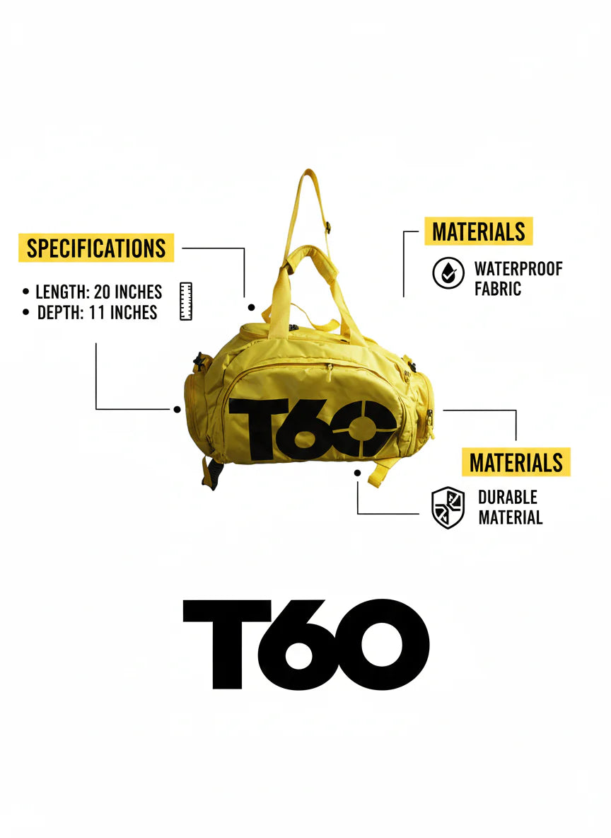 Fashion T60 Backpack 2 in 1 with Shoe Compartment / Yellow