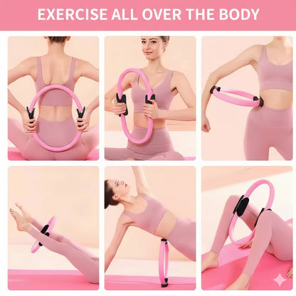 Pilates Ring Fitness Circle,Lightweight&Durable Foam Padded Handles,Focusing on Toning Inner Thighs, Arms, and Core Yoga Rings