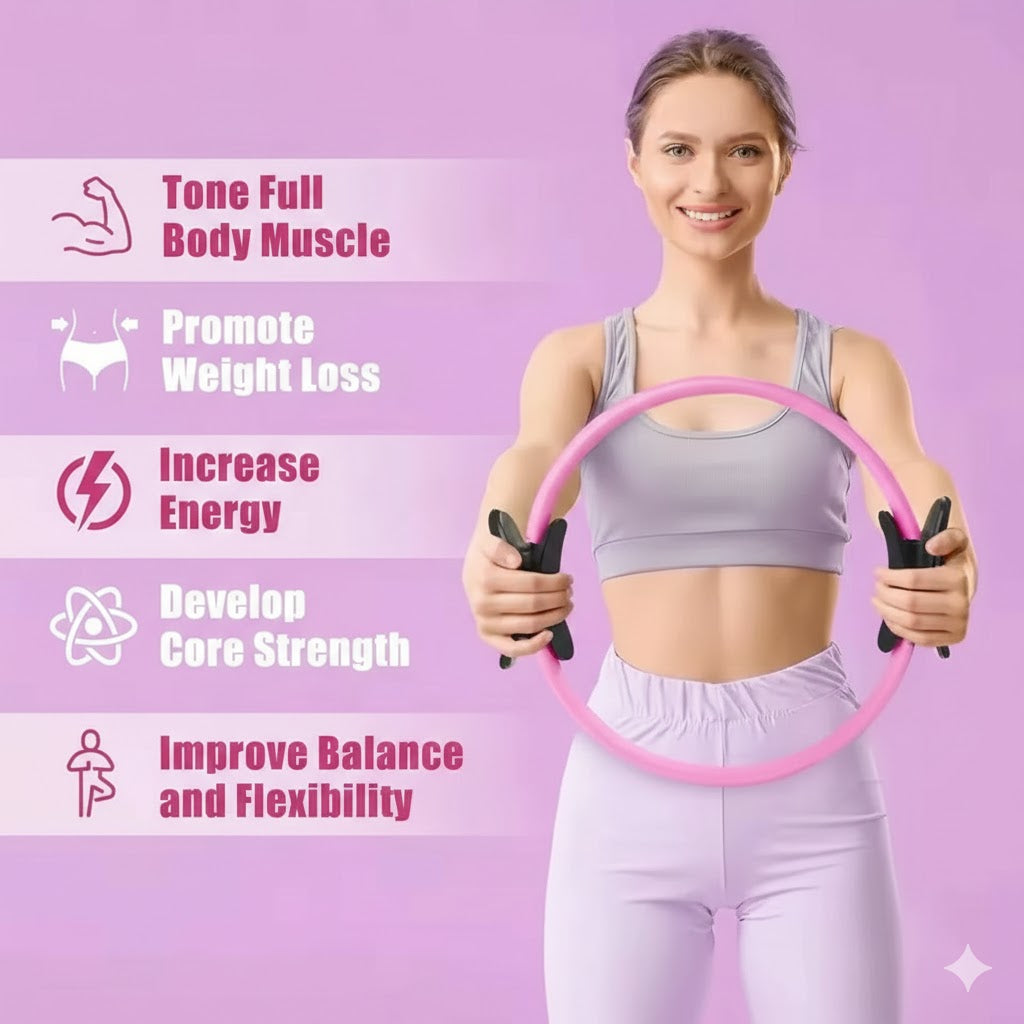 Pilates Ring Fitness Circle,Lightweight&Durable Foam Padded Handles,Focusing on Toning Inner Thighs, Arms, and Core Yoga Rings