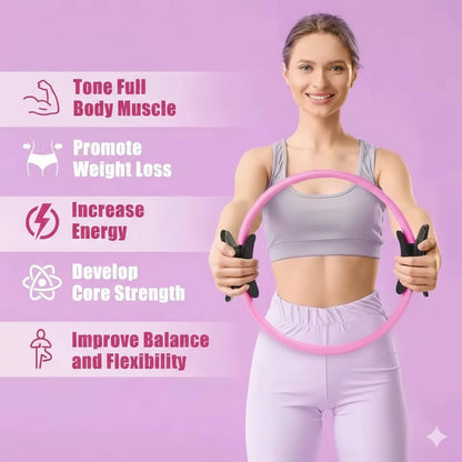 Pilates Ring Fitness Circle,Lightweight&Durable Foam Padded Handles,Focusing on Toning Inner Thighs, Arms, and Core Yoga Rings
